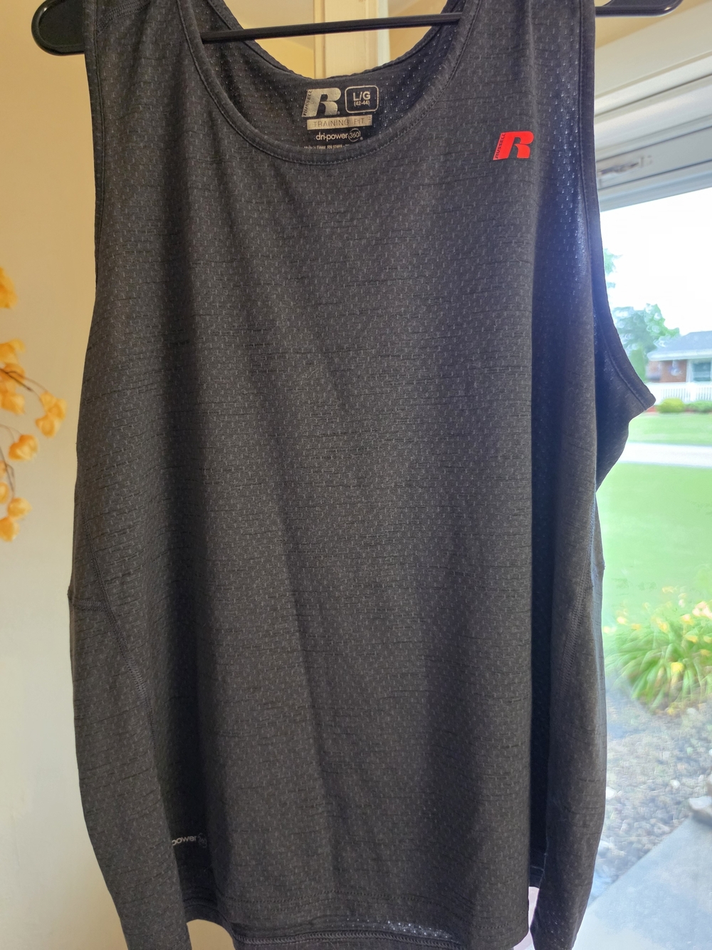 Russell Athletic Black Men’s Performance Tank with Red Logo